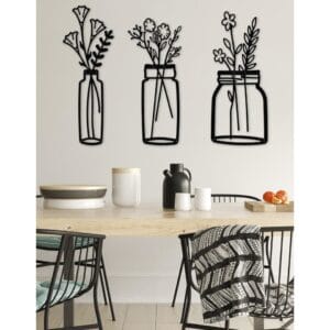 Dekoratif Metal Duvar Tablosu Bahar Çiçekleri