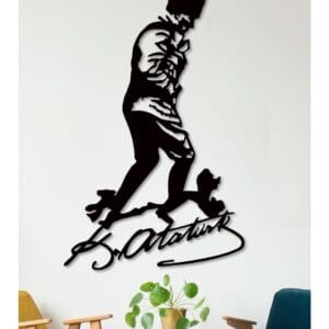 Atatürk Kocatepe'de Imzalı Dekoratif Siyah Metal Duvar Tablosu