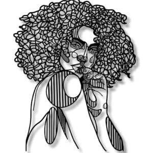 Şık Metal Tablo Kıvırcık Kadın (Curly Woman)