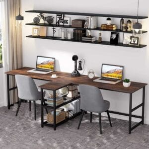 2 Kişilik Raflı Çalışma Masası