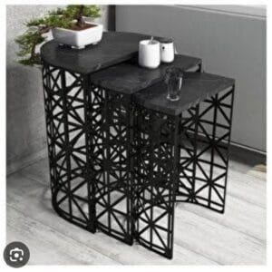 demir ferforje 3 lü sehpa