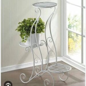 3 raflı ferforje çiçeklik