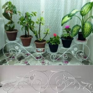 3 raflı ferforje çiçeklik